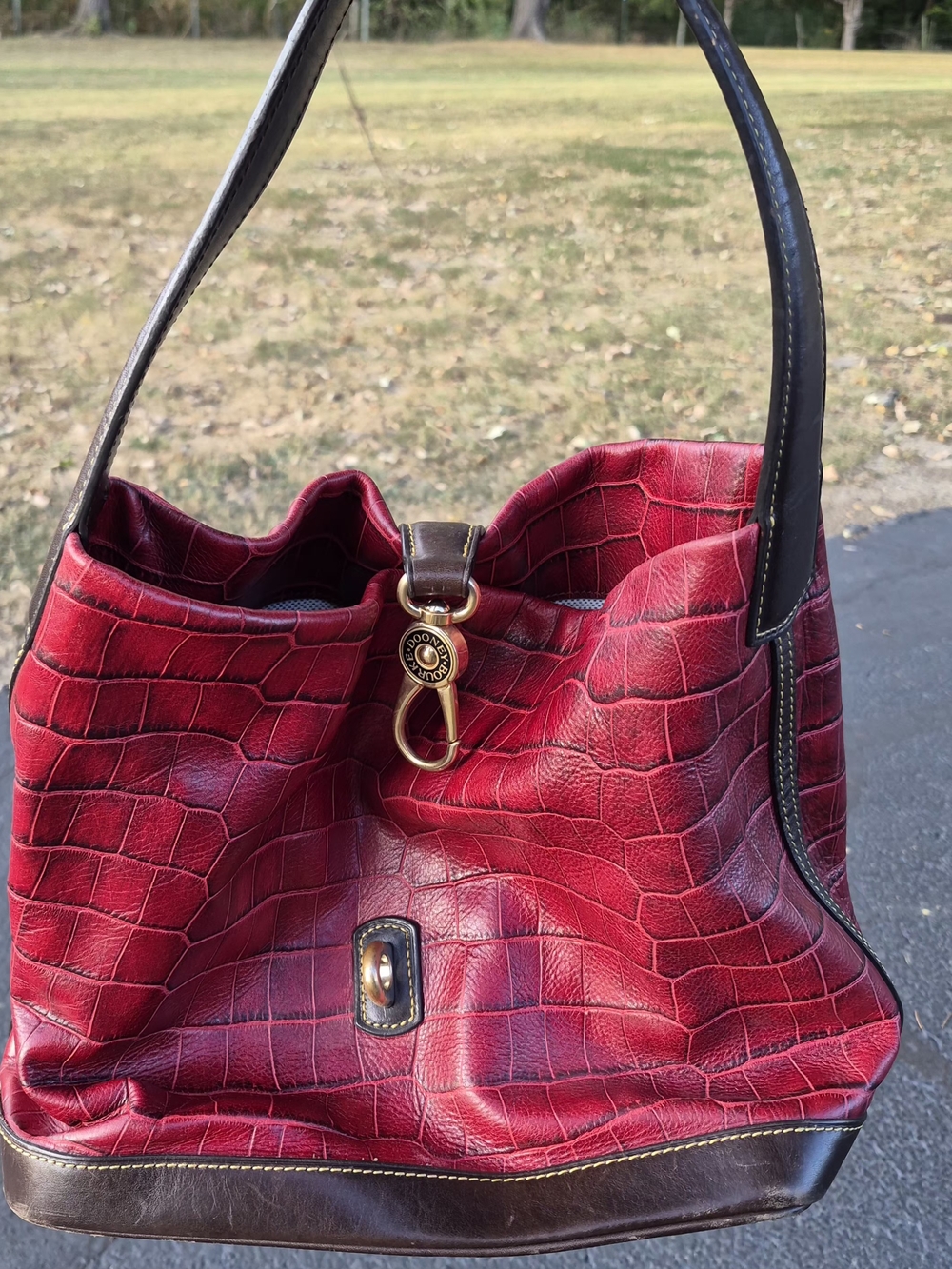 Red Croc-Embossed Leather Dooney & Bourke